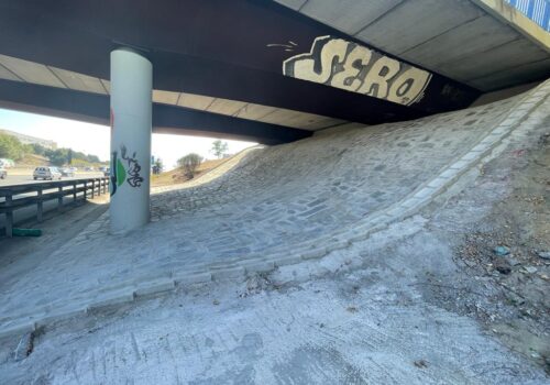 Trabajo de encachado en Madrid – Puente M40